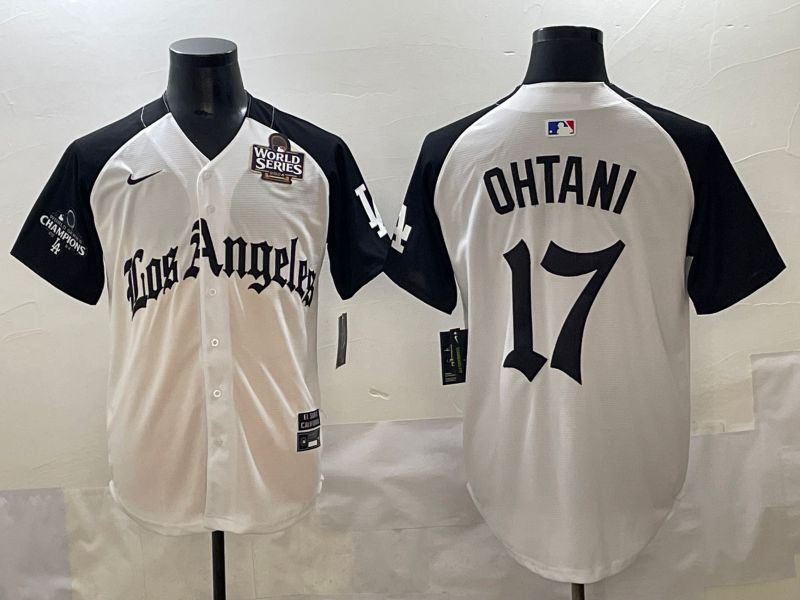 Men 2025 Los Angeles Dodgers #17 Ohtani White black Five generations Joint Name Nike MLB Jersey style 5269